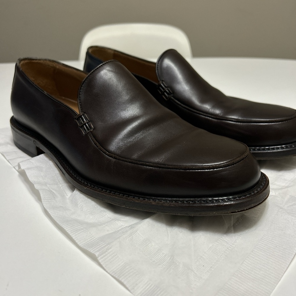 Mens Varda Brown leather loafers size 11 with a classic style. Italian leather - Picture 5 of 11